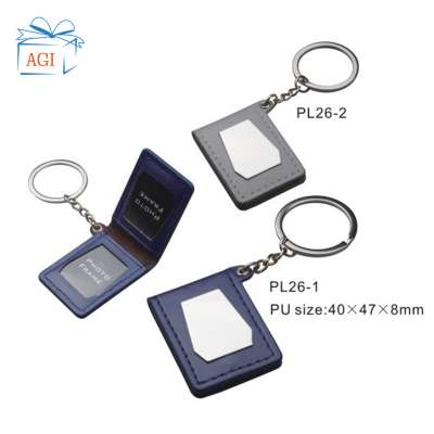 folding classic leather photo frame keychain key keyring