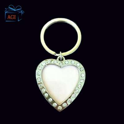 heart shaped metal photo frame keychain key ring